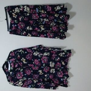 Kathryn Deene New York Black Floral Skirt Set Size Top 22/Skirt 14